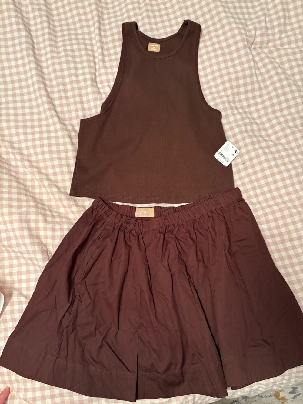 Free People Brown A-Line Midi Skirt Set